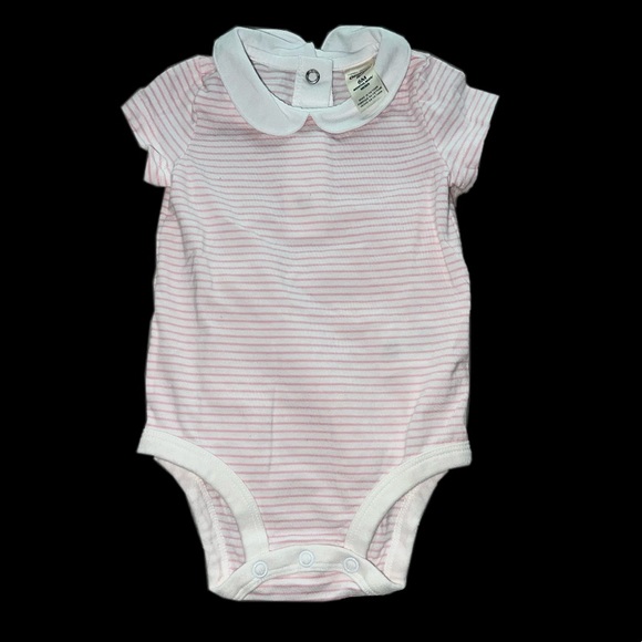 White and pink striped collared onesie 6 months - Picture 1 of 2